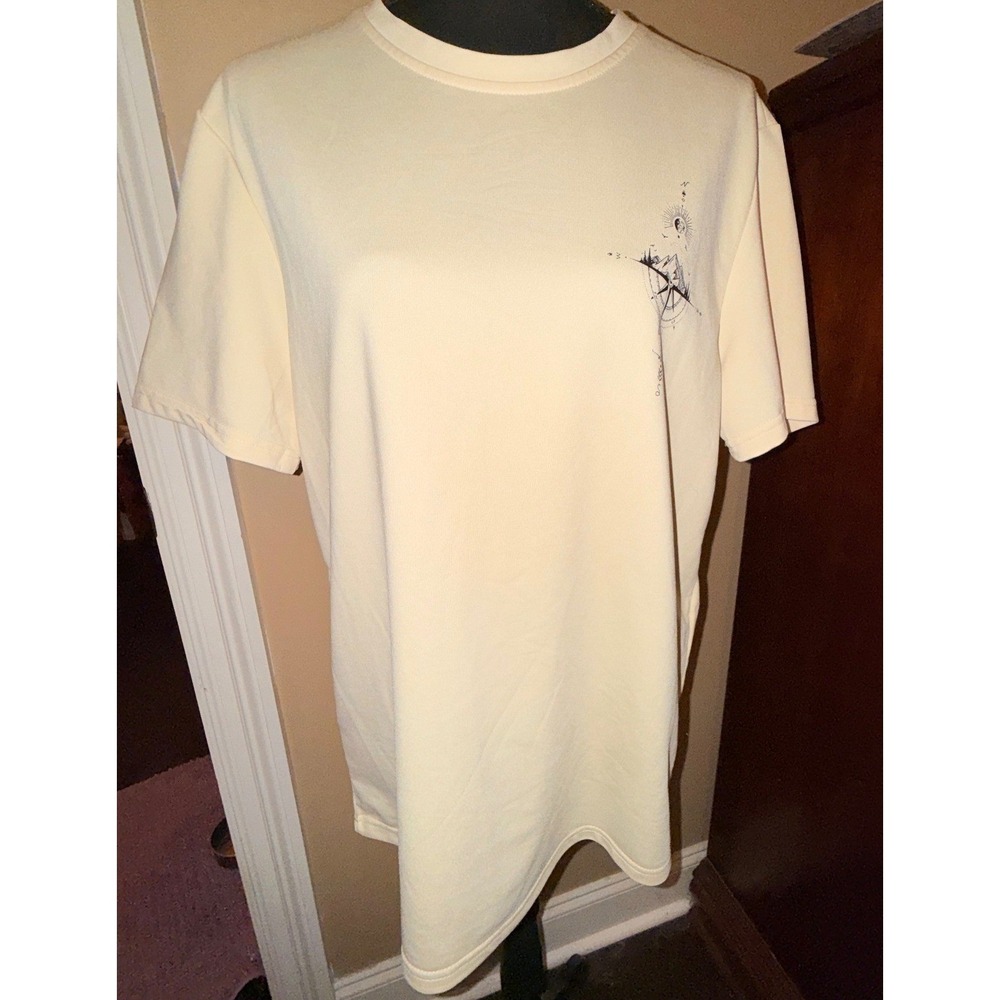 SHEIN Graphic Tee Men L‎ Yellow Excellent Compass Mountain Nature T-Shirt
